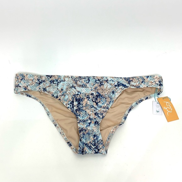 Kona Sol Blue Multi Python Print Hipster Medium Coverage Bikini Bottoms Swimsuit - Picture 10 of 16